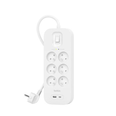 Belkin Rallonge Multiprise Parafoudre 6 Prises avec USB et USB-C Blanc - vue 5