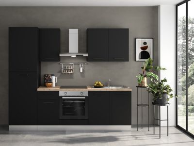 Cuisine complète montée All In Ornella noir L. 255 cm avec électroménager - Marinelli Cuisine