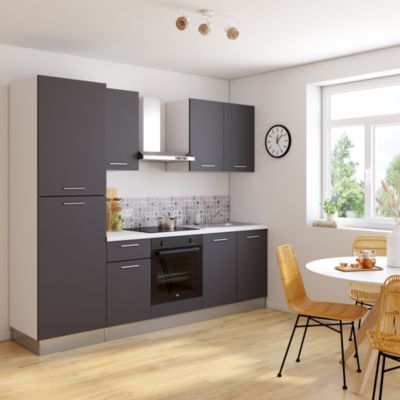 Cuisine complète montée All In Sophia gris L. 255 cm avec électroménager - Marinelli Cuisine