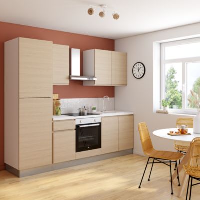 Cuisine complète montée All in Carla imitation chêne L. 255 cm avec électroménager - Marinelli Cuisine