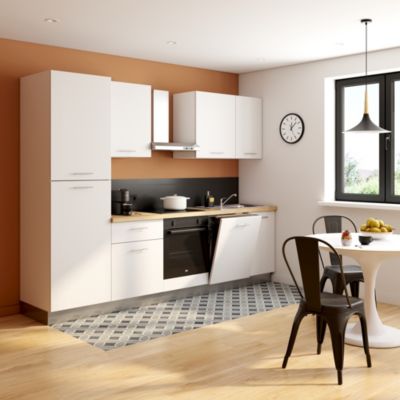 Cuisine complète montée All in Monica blanc L. 285 cm avec électroménager - Marinelli Cuisine