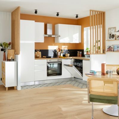 Cuisine complète montée All in Mimosa blanc L. 375 cm avec électroménager - Marinelli Cuisine