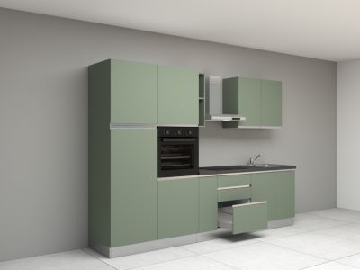 Cuisine complète montée All in Salvia vert L. 300 cm avec électroménager - Marinelli Cuisine