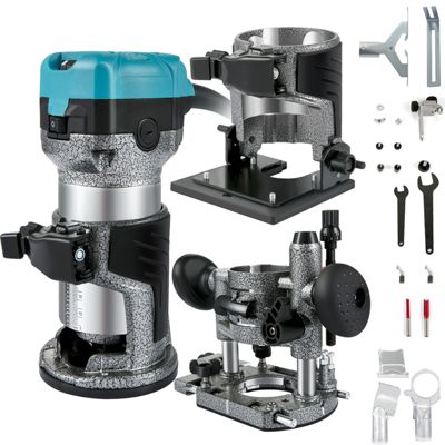VEVOR Défonceuse électrique avec 3 bases 13000 33000 trmin mèches 6+8mm pour travail du bois.