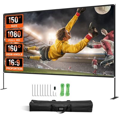 Vevor Écran Projection Avec Support 150" 381 Cm Hd 16:9, Toile Sur Pied 336x190 Cm, Alu - vue 2