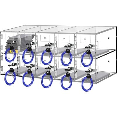 VEVOR Casier rangement téléphones 10 emplacements acrylique 53x18x21.5cm verrouillable clés salle de réunion.