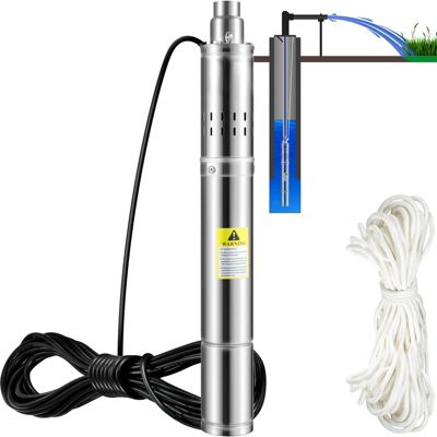 VEVOR Pompe Immergée Pompe à Eau pour Puits Inox 2100 /h 108