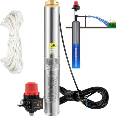 VEVOR Pompe Immergée Pompe à Eau pour Puits Inox 50 /min 89