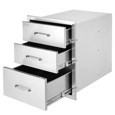 VEVOR Tiroir inox cuisine 46x52x59 cm triple espace 3 tiroirs. Barbecue.