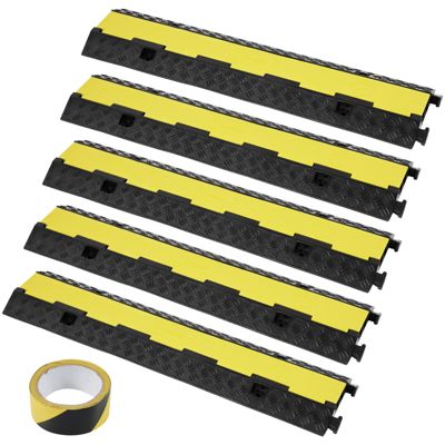 VEVOR Rampe câble 2 canaux 5 pcs caoutchouc. Charge 5443kg axe. Modulaire couvercle rabattable.