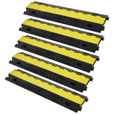 VEVOR Rampe câble 2 canaux TPU 5 pcs. 91.8x25x4.3cm charge 10000kg. Pour routes parkings. jaune.
