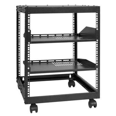 VEVOR Rack serveur ouvert 12U profondeur réglable. Roulettes pour équipements réseau.