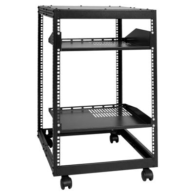 VEVOR Rack serveur cadre ouvert 15U profondeur réglable roulettes. Équipements réseau.