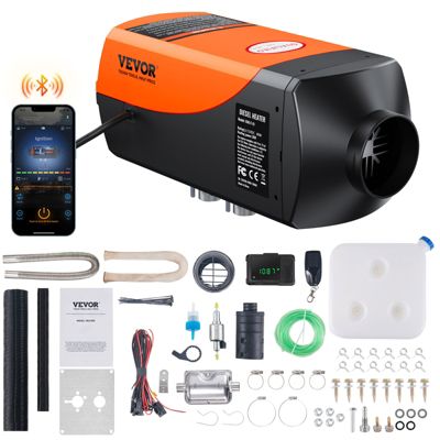 VEVOR Chauffage diesel 2kW 12V 0.12 0.26 h réglable 8 36Celsius contrôle intelligent LCD Bluetooth telecommande.