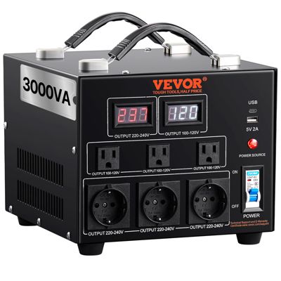 Transformateur VEVOR Convertisseur Tension Élévateur Abaisse à 3000VA CE