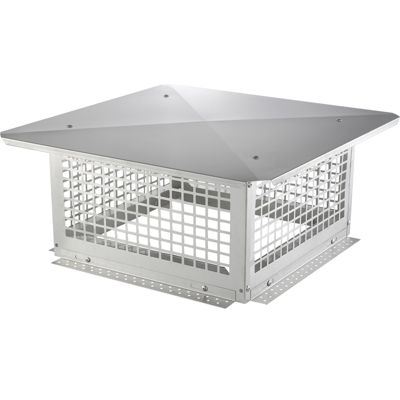 VEVOR Chapeau cheminée 432x432 mm, inox 304, anti-oiseaux, pare-vent. Base carrée, accessoires.