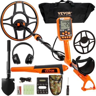 VEVOR Détecteur de Métaux Bobine de Recherche 30 5 cm Détecteur Rechargeable 99 127 cm Écran LCD Étanche IP68 7 Modes Puce DSP Écouteurs Bluetooth pour Recherche d'or Chasse aux Trésors