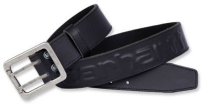 Ceinture Carhartt en cuir pleine fleur noire, boucle double ardillon, taille 40 (US 38 / FR 48)