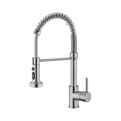 1/2 Robinet à ressort de cuisine pour évier à eau chaude et froide pivotant en acier inoxydable