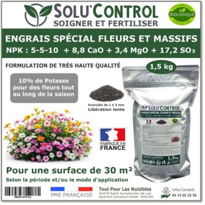 Engrais Spécial Hortensias, Rhododendrons, Azalées - 1 Kg - Poudre Pour Sol Acide - Action 3 Mois - ALGOFLASH - 9
