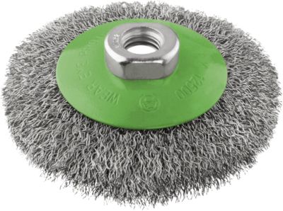 1 Brosse Conique Pour Meuleuse a Fils Ondules Inoxydables 0,35mm 100mm-2608622108
