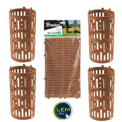 1 Kit de 4 Protections extensibles pour troncs d'arbres TreeSave Hauteur 20cm Longueur 33cm Marron