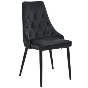 1 Pièce chaise matelassée de salle à manger en velours AKORD SJ.054 Noir