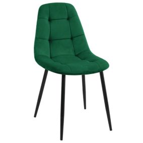 1 Pièce chaise matelassée de salle à manger en velours AKORD SJ.1 Vert Bouteille