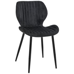 1 Pièce chaise matelassée de salle à manger en velours AKORD SJ.17 Noir