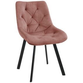 1 Pièce chaise matelassée de salle à manger en velours AKORD SJ.33 Rose