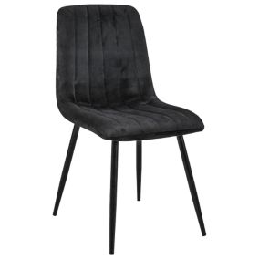 1 Pièce chaise matelassée de salle à manger en velours AKORD SJ.9 Noir