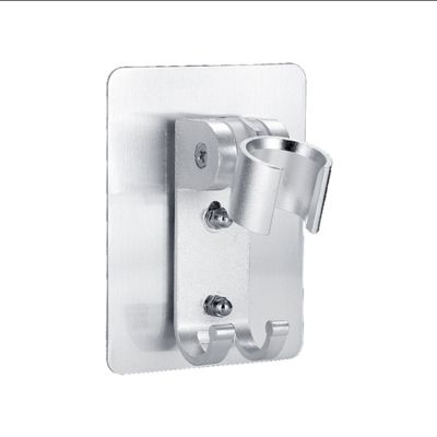 1 support de pommeau de douche adhésif réglable avec 2 crochets pour pommeau de douche, salle de bain et baignoire (9,3 x 6,5 cm)