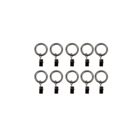 10 anneaux clip pour barre à rideau Athens GoodHome ⌀16/19 mm gris