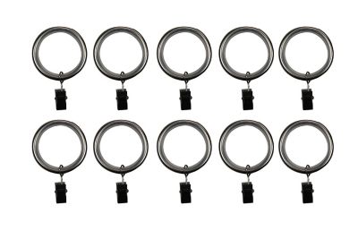 10 anneaux clip pour barre à rideau Athens GoodHome ⌀28 mm gris
