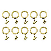 10 anneaux clip pour barre à rideau Elasa GoodHome Ø16/19 mm doré