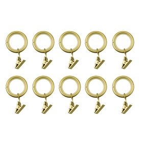 10 anneaux clip pour barre à rideau Elasa GoodHome Ø16/19 mm doré