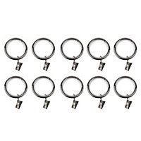10 anneaux clip pour barre à rideau GoodHome Ø28 mm noir