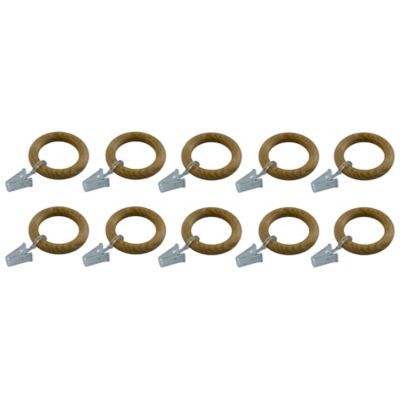10 anneaux clip pour barre à rideau Symi GoodHome ⌀28 mm naturel