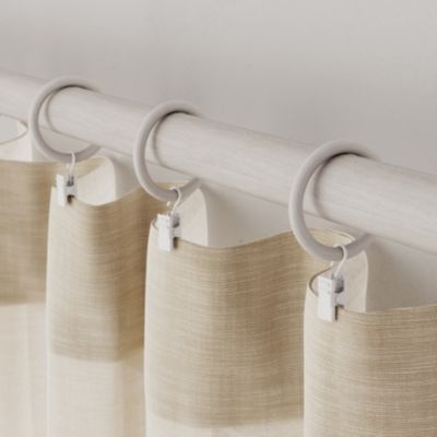 10 anneaux et crochets à pince tringle à rideau Chalki bois de frêne blanc Ø28mm GoodHome