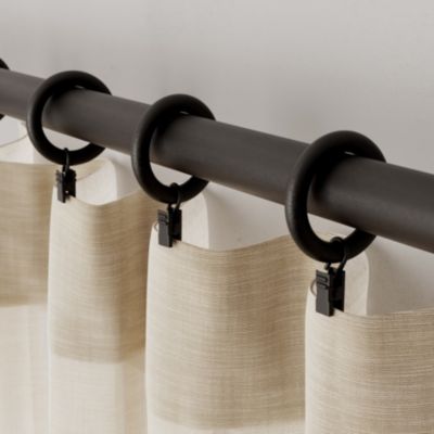 10 anneaux et crochets à pince tringle à rideau Lamia bois de hêtre noir Ø28mm GoodHome