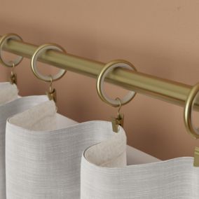 10 anneaux et crochets à pince tringle à rideau silencieux Elasa métal doré Ø16/19mm GoodHome
