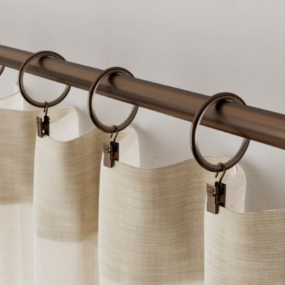 10 anneaux et crochets à pince tringle à rideau silencieux Kozani métal marron Ø16/19mm GoodHome