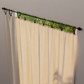 10 anneaux et crochets à pince tringle à rideau silencieux Nisis métal noir Ø10mm GoodHome