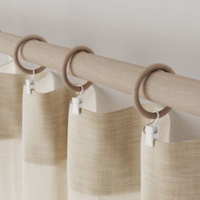 10 anneaux et crochets à pince tringle à rideau Symi bois de frêne beige Ø28mm GoodHome