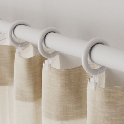 10 anneaux et crochets à pince tringle à rideau Volos bois de hêtre blanc Ø28mm GoodHome