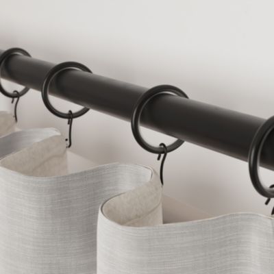10 anneaux et crochets silencieux pour tringle à rideau en métal noir Ø28/25 mm, GoodHome Araxos