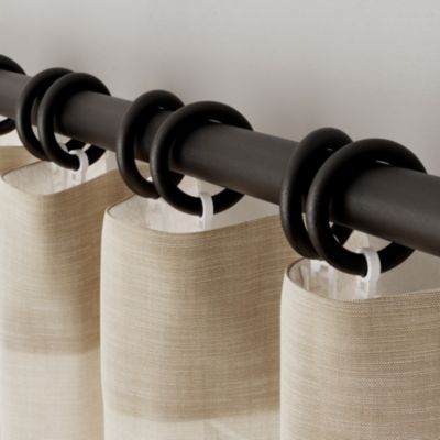 10 anneaux et crochets tringle à rideau Lamia bois de hêtre noir Ø28mm GoodHome