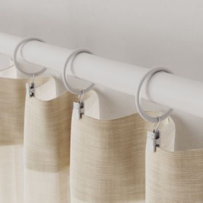 10 anneaux et crochets tringle à rideau silencieux Anafi métal blanc Ø28/25mm GoodHome