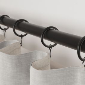10 anneaux et crochets tringle à rideau silencieux Araxos métal noir Ø28/25mm GoodHome