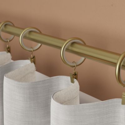10 anneaux silencieux et crochets à clips pour tringle à rideau en métal doré Ø25/28 mm, GoodHome Elasa
